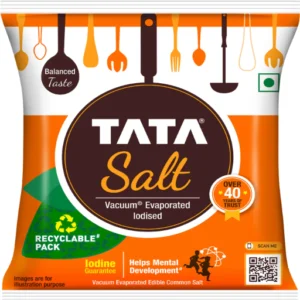 Tata Salt Vacuum Evaporated Iodised Edible Common Salt, 1 kg Pouch